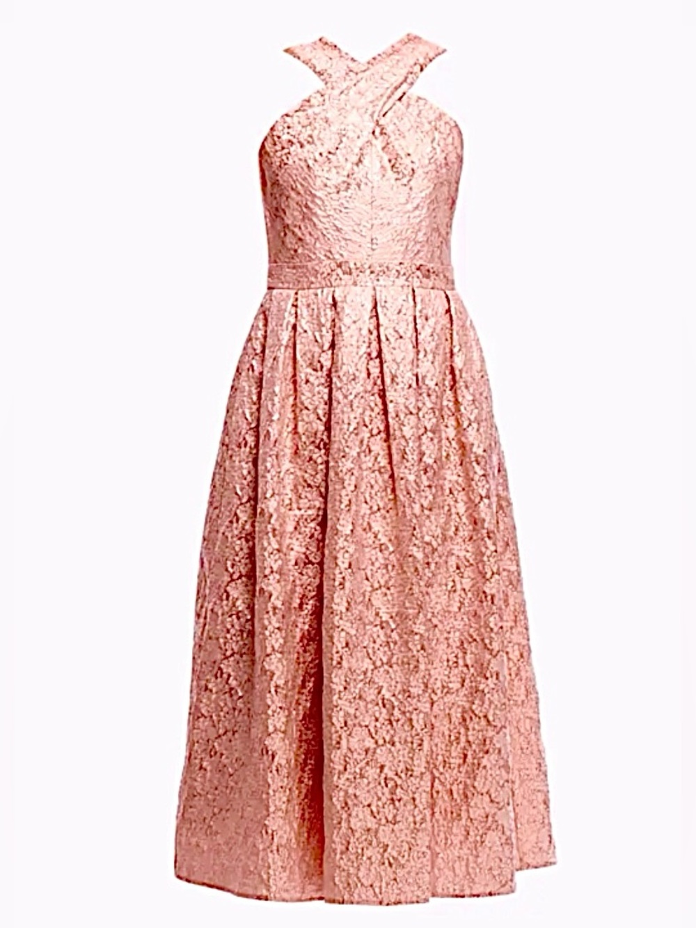 NEW Shoshanna Midnight Ivanna rose gold metallic jacquard midi dress - Picture 7 of 9